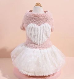 Dresses Winter Dog Cat Dress Tutu Big Heart Design Pet Puppy Autumn/Winter Clothing Outfit Apparel