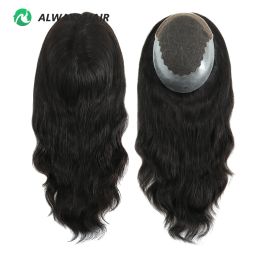 Toppers Q6L 7x9 16" Lace Front Hair Toppers Q6 French Lace & PU Base Straight Burman Remy Human Hair Toupee for Woman