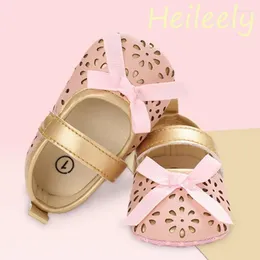 First Walkers 2024 Baby Shoes For Girl Pink Colour Hollow Out With Bow Casual Flats 1 2 3