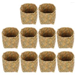 Storage Bags 10 Pcs Mori Gift Box Organizers Baskets Hand-woven Small Straw Organizing Handmade Mini Candy Lipstick