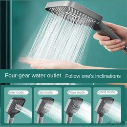 Bathroom Shower Heads Big 4 Mode Adjustable Rainfall Shower Large Flow Shower Head Hook Hose High Pressure Water Saving Mixer Set Bathroom Accessories