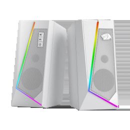 Redragon GS520 RGB Desktop Sers 2.0 Channel PC Stereo Ser with 6 Colourful LED Modes Enhanced Sound White/Pink 240422