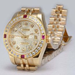 Mens luxury diamond watch luxury designer mens watch automatic full gold with diamond bezel-computer dial gold man diamond stone watch 36mm mens designer gold watch