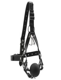 Bondage Leather Harness Open Mouth Ball Gags Stainless Steel Nose Hook Device Adult Passion Flirting BDSM Sex Games Product Toy3589733