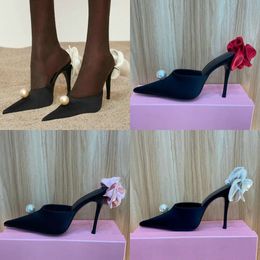 Butrym Magda Designer Sandals Sexy Slim Heels Pointed Satin One Foot High Heel Slippers 11cm Party Women's Evening Dress Wedding Shoes