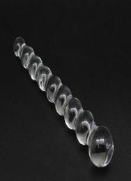 Crystal glass Dildos Anal beads butt plug with 9 beads anal toys for women men Adult products Female masturbation glass dildo3867015