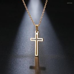 Chains Stainless Steel Necklace For Women Lover's Gold And Rose Colour Chain Cross Small Religious Jewellery