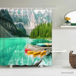 Shower Curtains High Quality Nature Forest Scenery Printed Fabric Shower Curtains Bath Screen Waterproof Products Bathroom Decor with 12 Hooks