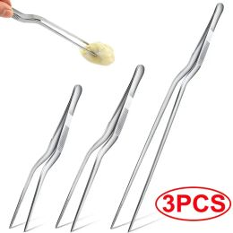 Utensils 3/1Pcs Kitchen Tweezer Utensil BBQ Tweezer Food Clip Kitchen Bar Chief Tong Stainless Steel Portable for Picnic Barbecue Cooking