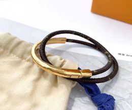 Luxury fashion designer bracelets ladies double leather bracelet brand highend elegant Bangle With box2217873