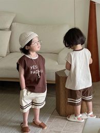 Clothing Sets Children's Suit 2024 Summer Korean Style Boys And Girls Printed Short-sleeved Shorts Two-piece Brother Sister