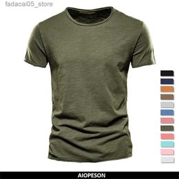 Men's T-Shirts 100% pure cotton mens T-shirt casual soft fitness summer thin home clothing O-neck short sleeved solid color Q240426