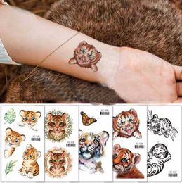 Tattoo Transfer Temporary Waterproof Tattoo Stickers Cartoon Tiger Face Arm Body Art Fake Tattoo Stickers for Kids Women Men Fashion Stickers 240427