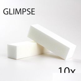 Nail Files Wholesale- Glimpse 10Pcs White File Buffer Block Good Quality Buffing Sanding Pedicure Manicure Care For Drop Delivery Ot2Ol