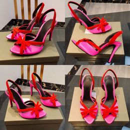 Tie Bow Slim High Heels Satin Veet Ankle-strap Narrow Band Sandals Heels Evening Pointed Women's Designer Style Party Wedding Shoes Original Quality