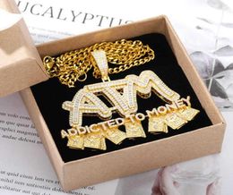 Punk Neck Chains Necklace for Women Men039s Iced Out Letters ATM Addicted To Money Pendant Necklaces Gothic Hip Hop Jewellery Gif5833135590