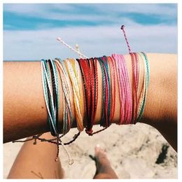 Beaded Womens DIY Bracelet Korean Wax Dyed Polyester Rope Handmade Adjustable Pure Thread Couple Gift