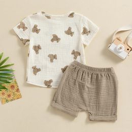 Clothing Sets Baby Boy Linen Outfit Short Sleeve T-shirt Tops And Pocket Shorts Summer Toddler Clothes Set