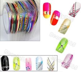 50 Mix Color Rolls Striping Tape Metallic Yarn Line Nail Art Decoration Sticker 7965109