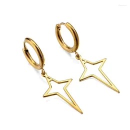 Stud Earrings Fashion Star Pendant Stainless Steel For Women Girls Punk Hip Hop Geometric Ear Jewelry Party Gifts 2 Pieces