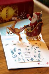 Handmade Santa Ride Christmas Greeting Cards Creative 3D Pop UP Postcards For Kids Friends Festive Party Supplies5816050