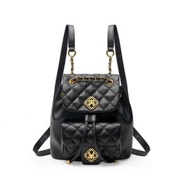 Selection Strict of Guangzhou Womens Bag Genuine Leather Diamond Grid Backpack 2024 Fashionable and High-end Small