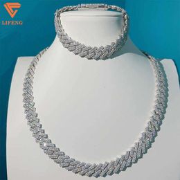 Lifeng Fashion Jewellery Through the Diamond Test Moissanite 925 Sterling Silver Hip Hop Cuban Chain Necklace