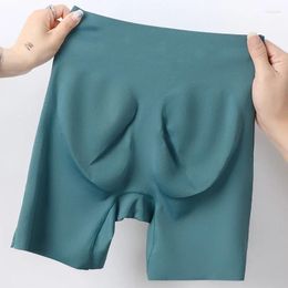 Women's Panties High-waisted Seamless Safety Pants Underwear 2-in-1 Anti-slip Non-roll-up Belly Lift Buice Silk Shorts