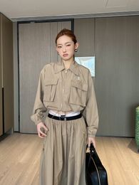 Two Piece Dress Sets Sping Autumn Solid Color Casual Zipper Jacket Top Elastic Waist Skirt Sets