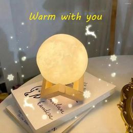 Table Lamps 1pc 3D Moon Night Light - Warm/Cold White LED For Children's Room Girls Gift Holiday Decoration
