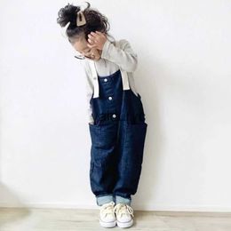 Overall 2024 Autumn New Mother Kids Overall Japan Style Family Look Denim Pants Casual Family Matng Outfits H240426