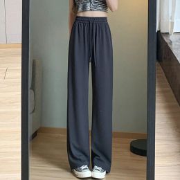 Capris New Women'S Fashion Trend Korean Version Of Elastic Waist Casual Mop Pants Female Loose Versatile Wide Leg Straight Leg Trousers