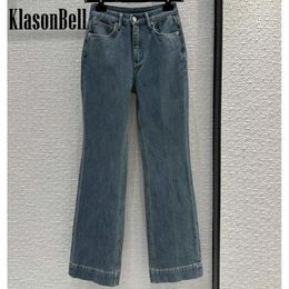 Women's Jeans 4.8 KlasonBell Fashion High End Stretch Washed Denim Pants Fit Women Temperament Waist Straight Casual