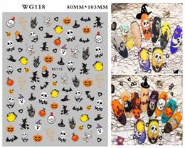 New Halloween Nail Wrap Pumpkin Nail Stickers with Skull Nails Nail Art Stickers Decals Manicure DIY Decoration Tools3565174