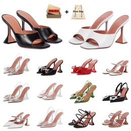 Amina Muaddi Designers Heels sandals high heeled shoes pointed toesl crysta buckle amina muaddi pumps wedding dress womens heel strap leather sole sandal with box