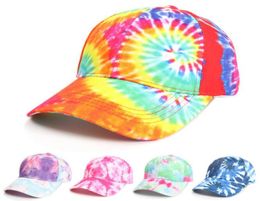 Unisex Men Women Tiedyed Sun Hat Adjustable Baseball Cap Hip Lady Tie Dye Colourful Graffiti Cap Summer Outdoor Sunscap7865557