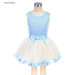 Stage Wear 20057 Sky Blue/Pink Sequin Bodice Romantic Ballet Tutu For Girls Dancer Performance Dance Kids Costumes