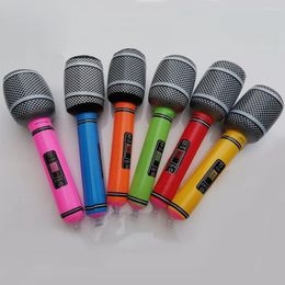 Party Decoration 5Pcs Inflatable Microphones Foil Balloons Rock Star 80s 90s Plastic Concert Stage Disco Birthday Rap Themed Decorations