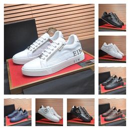 philipp Shoes Low-tops Lace-Up Luxury Designer Fashion Classic Highest Quality Leather Rubber Athleisure Rivet PP Skulls Pattern Outfit Board Sneakers Size 38-44