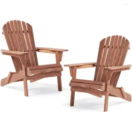 Camp Furniture LISM Wooden Folding Adirondack Chair Half Pre-Assembled Wood Patio Lounge For Outdoor Garden Backyard Porch Pool Deck