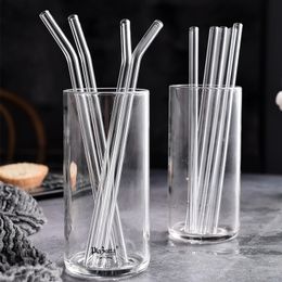 2008mm Clear Glass Straws for Smoothies Cocktails Drinking Healthy Reusable Eco Friendly Drinkware Accessory 240424