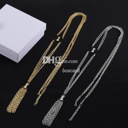 Luxury Long Chain Pendant Necklaces Designer Golden Tassel Necklaces Metal Stainless Steel Necklaces