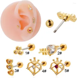 Stud Earrings 1Piece 20G Stainless Steel Piercing Screw Earring For Women Fashion Jewellery Ear Cuff Zircon Cartilage Teens