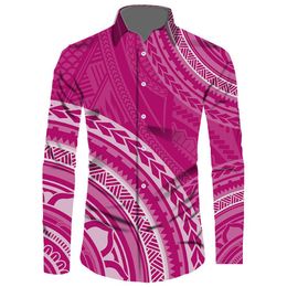 Men'S Casual Shirts Mens Long Sleeve Shirt Men Clothes Samoan Petasi Polynesian For Tribal Island Top Drop Delivery Apparel Clothing Dhwcq