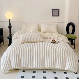 sets Soft Rabbit hair Bed linen set Fluffy warm winter bedding set double bed sheets set Duvet cover bedsheets set with pillows case