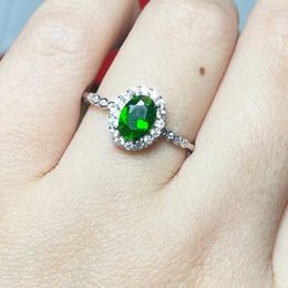 Cluster Rings 925 Sterling Silver Natural Diopside Adjustable Ring Stone Size Approx5 7mm Send Randomly