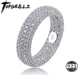 Quality 925 Sterling Silver Stamp Ring Full Iced Out Cubic Zirconia Mens Women Engagement Rings Charm Jewellery For Gifts 2110124923430