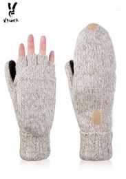 Vbiger Unisex Winter Gloves Warm Wool Flip Top Gloves Flocking Warm Knitted Halffinger for Men Women11941597