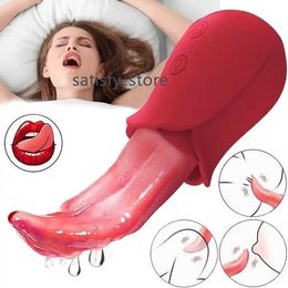 Hot Selling Realistic Tongue Licking Rose Vibrators Sex Toys for Adult Women with G spot Clitoris Stimulator Nipple Massager