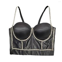 Women's Tanks Crop Top Corset Bra Party Fashion Rhinestones Bustier Tops Clothes Female Summer Sleeveless Vests